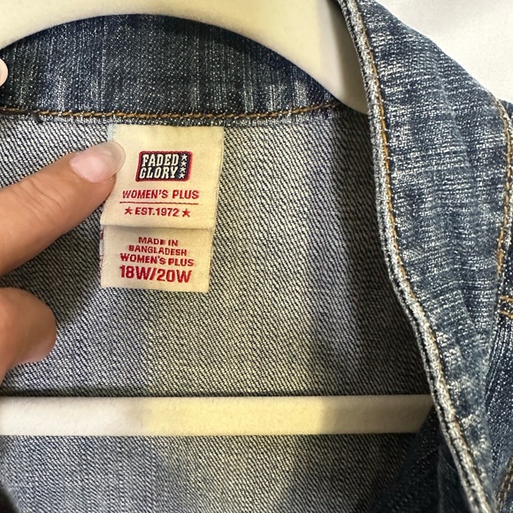 Faded Glory Jean Jacket with Stud and hook and bar closures Band Boho Glam Biker - Picture 4 of 7